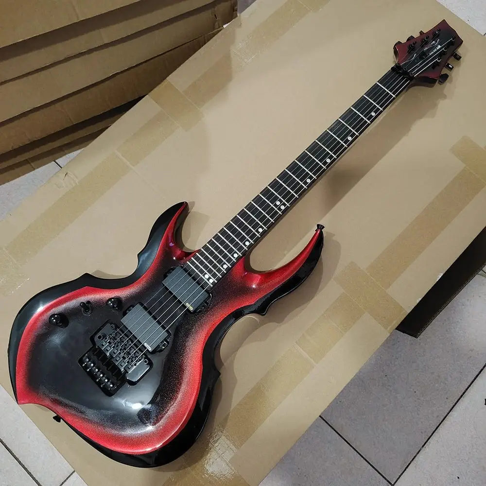 

In stock left hand black circle red shaped guitar, active pickup, need more pictures contact seller, fast delivery,