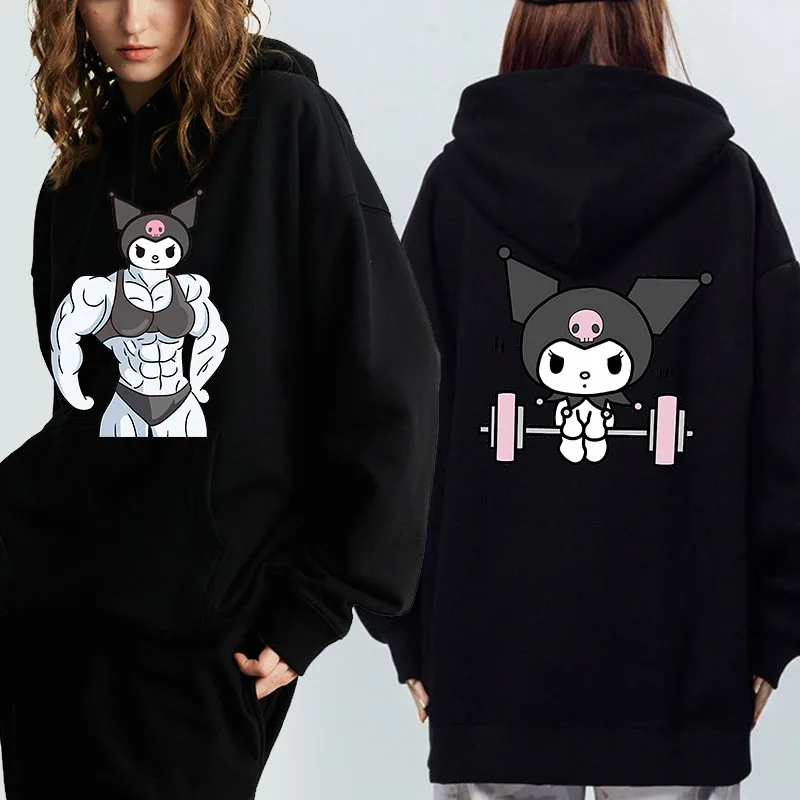 Muscle HelloKittys Kuromies Melodies Hoodie Y2k Clothes Woman Clothing Long Sleeve Hoodie Women\'s Sweatshirts Women\'s Hoodie