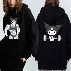 Hoodie de manga comprida feminina, Músculo HelloKittys Kuromies Melodies, Roupas Y2k, Moletons, Roupas