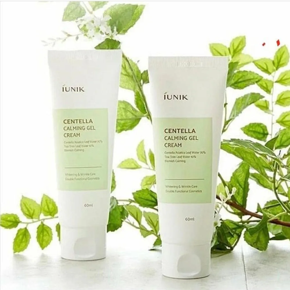 Crema en Gel de Centella Asiática iUNIK 60 ml, Crema Facial Hidratante y Calmante, Repara la Piel Sensible, Ligera, Iluminadora