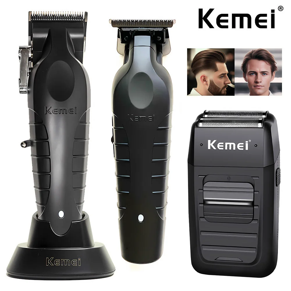 Kemei KM-2296-男性用プロ用バリカン,電気シェーバー,ヘアカット機,KM-2299およびKM-1102