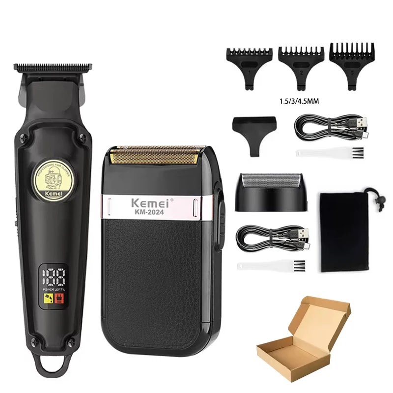 Kemei PG1990A 2371 2024 Set Professionele Elektrische Haarkapper USB Oplaadbaar Draadloze Haartrimmer Baardtrimmer voor Heren