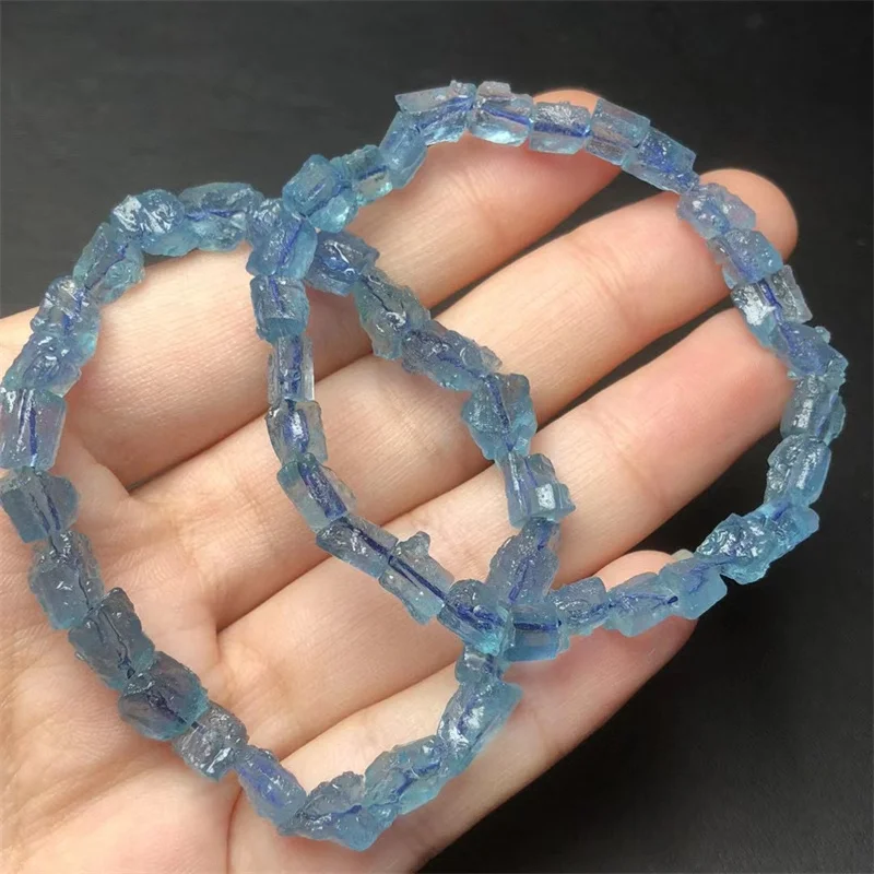 

Natural Raw Aquamarine Bracelet High Quality Jewelry For Woman Man Charm Healing Wealth Beads Crystal Gift 1pcs