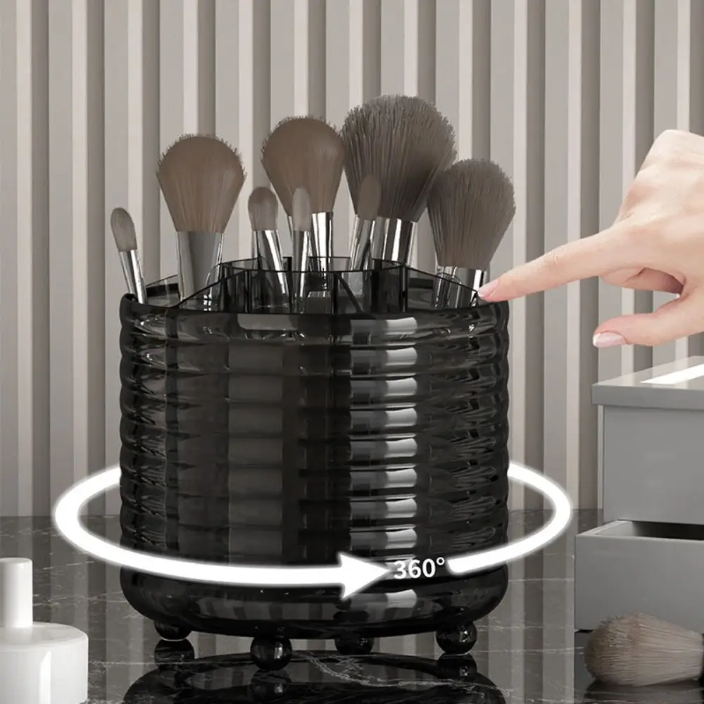 360° Rotating Pen Container with 7 Compartments Large Capacity Makeup Brush Holder Plastic Space Saving