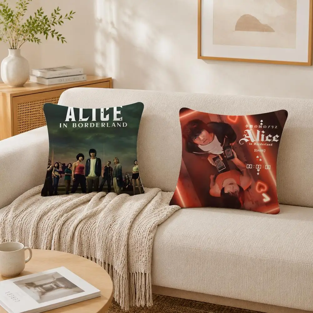 TV A-Alice In Borderland Cushion Cover Plush Decorative Pillow Case With Hidden Zipper Cutecore Room Decor For Home