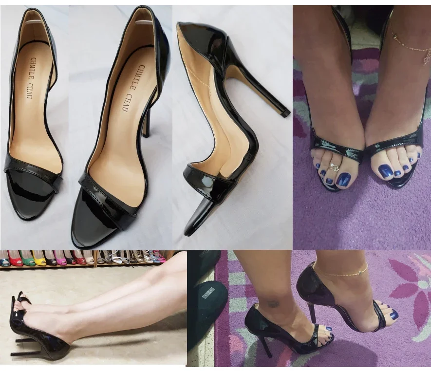 【Measure your feet length before order】Women Stiletto High Heel Pumps Open Toe Sexy Runway Fetish Evening Dress Shoes 0640C-Q