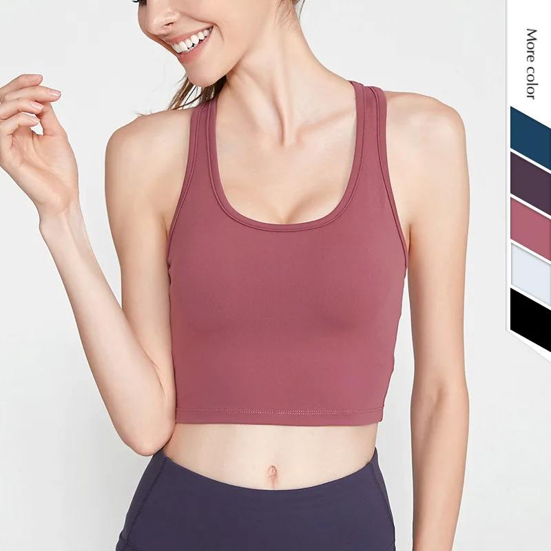 Soutien-gorge de sport respirant à col en U pour femme, dos sans couture, absorbant les chocs, rassemblement, émail de yoga, nouveau