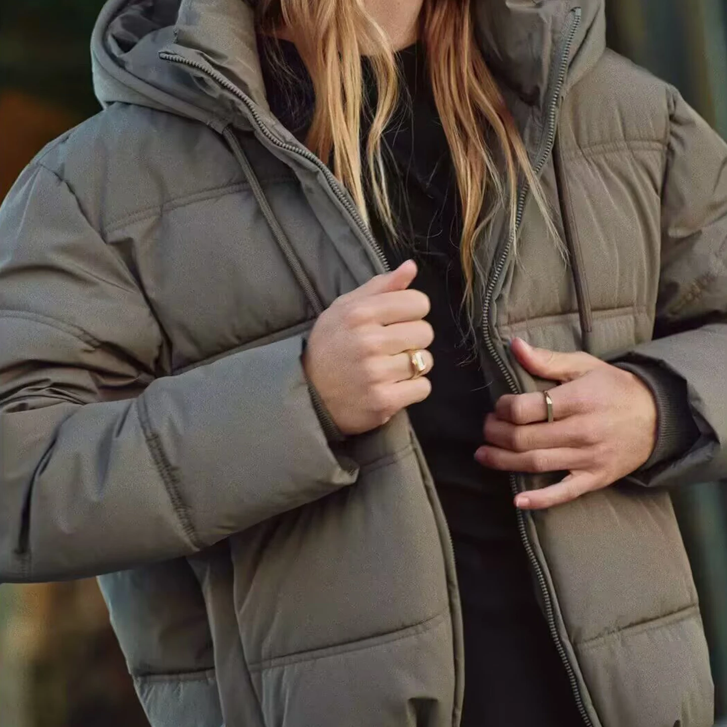 Z Women's Thiened ort Cotton Jaet Coat with Hood Warm Autumn Winter Faion Ladies' Clothing Z 2025 New Arrival