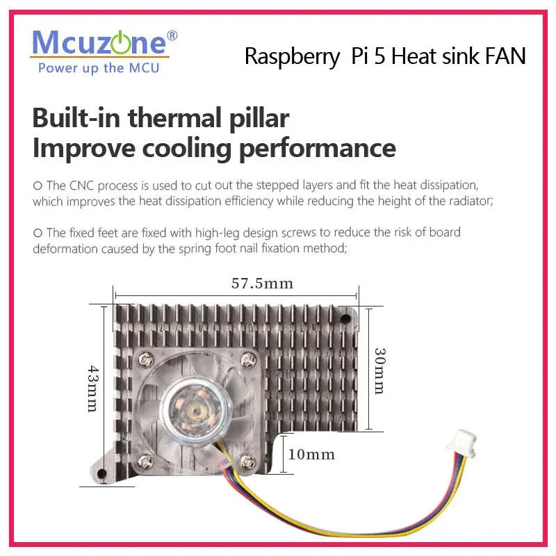 Materiale in lega di alluminio del ventilatore del dissipatore di calore Raspberry Pi 5 |