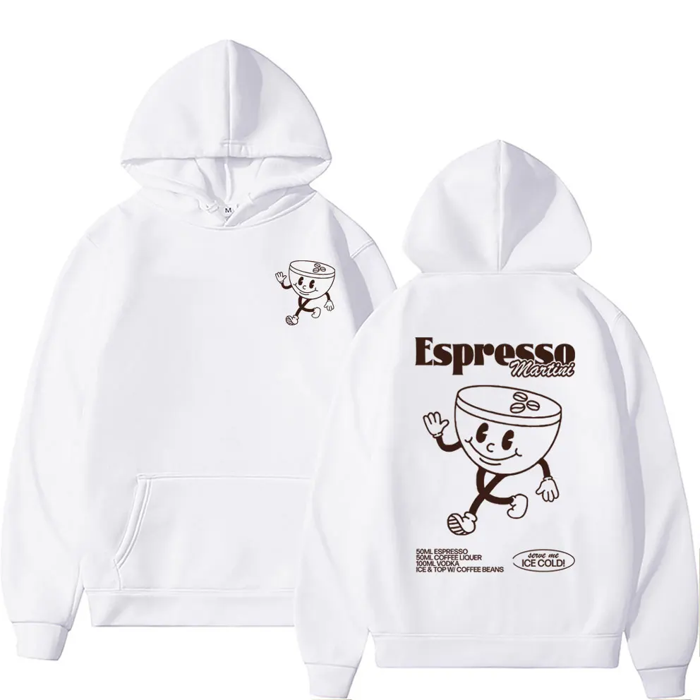 

Funny Espresso Martini Cocktail Graphic Hoodie Men Women Vintage Oversized Hooded Sweatshirt Male Casual Fleece Cotton Hoodies