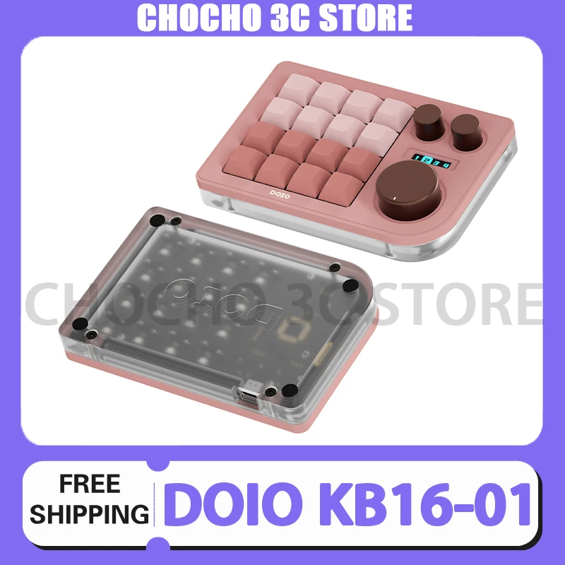 

Doio Kb16-01 Keyboard Three Knobs 16 Keys Oled Screen Customization Mechanical Keyboard Rgb Portable Mini Keypad Designer Gift