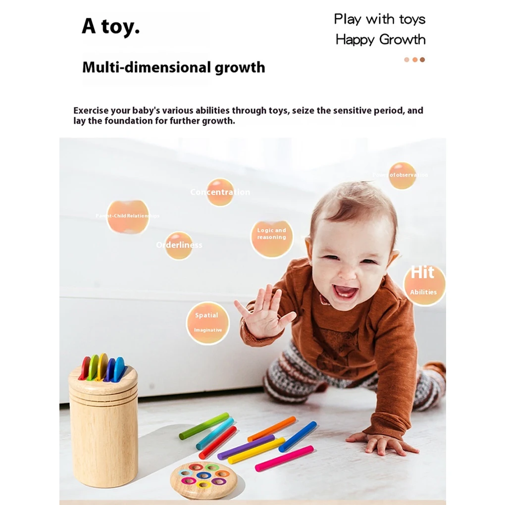 일치 정렬 스틱 균형 장난감 몬테소리 색상 나무 일치하는 장난감 모터 기술 수학 학습 교육 장난감 아이를위한