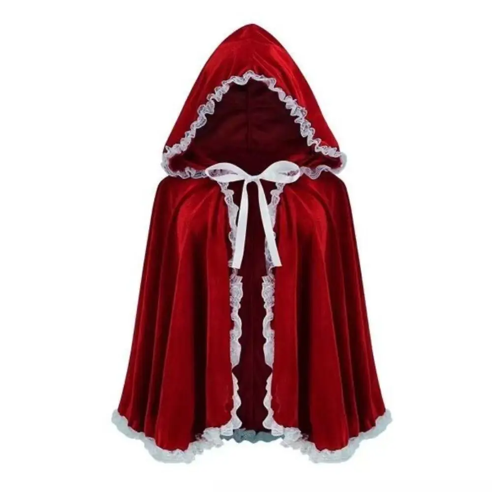 Creative Gift with Oversized Hood Halloween Hooded Cloak Lace-up Vintage Vintage Hooded Cape Black Color Overcoats
