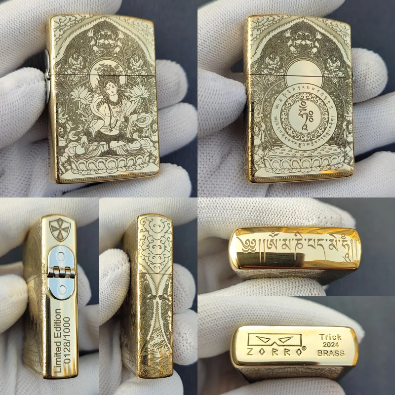 New Zorro T Kerosiene Lighter Second Generation Upgraded External Hinge Torch Brass Double Hinge Engraving Collection