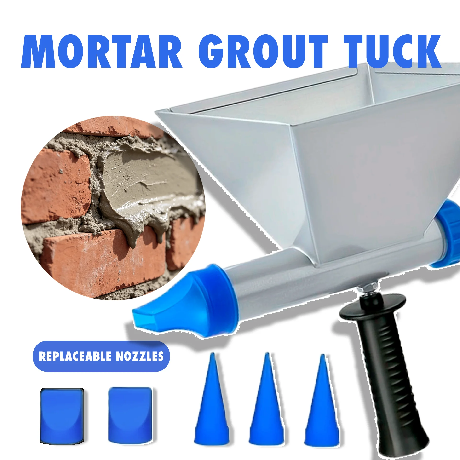 Automatic Mortar Grout Gun with 5 Nozzle, Cement Lime Mortar Automatic Filler for Windows/Floor Caulking Caulking Finishing Tool