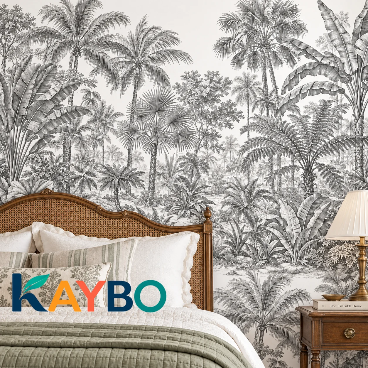 Tropical Wallpaper Mural Botanical Jungle Wall Decor Black White Leaf Wall Art Living Room Bedroom Background Non Self Adhesive
