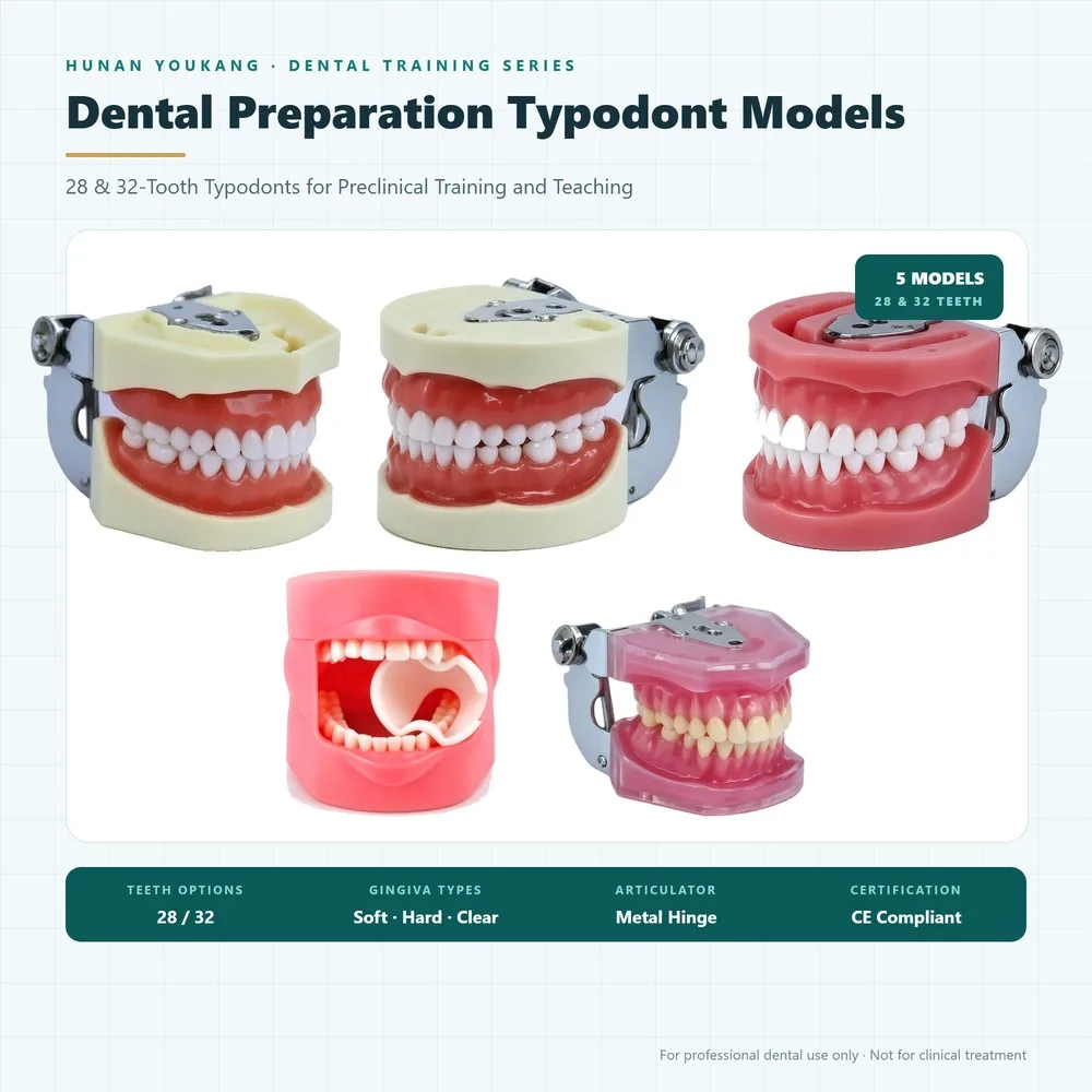 Dental Preparation Typodont 28 32 Teeth Removable Training Teeth Metal Hinge Articulator Medical Grade Resin Teaching Model