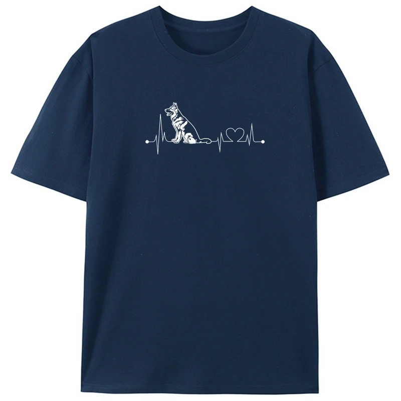

Мужская футболка из чистого хлопка с принтом «Немецкая овчарка Heartbeat» # 39S Хипстерские футболки с короткими рукавами Футболка с короткими рукавами и принтом