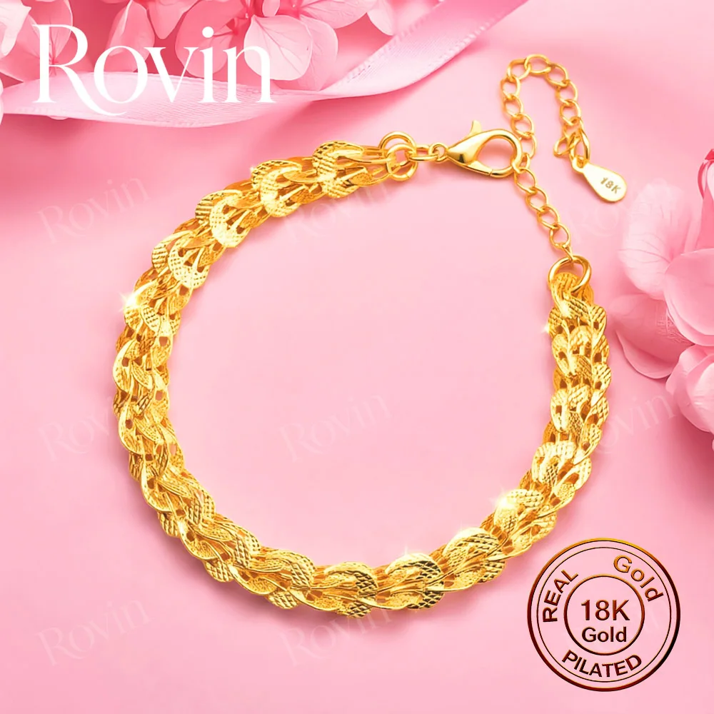 18K Gold 8-Inch Exquisite Phoenix-Tail Woven Bracelet – Stylish Wedding Jewelry for Women