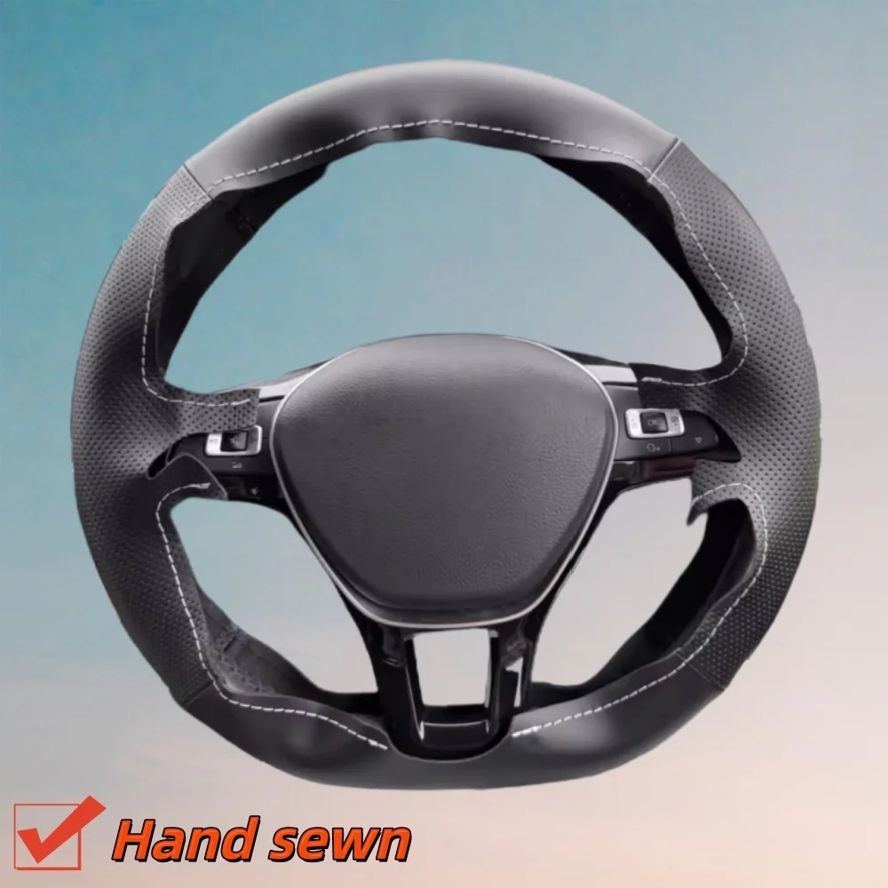Customize Microfiber Leather Car Steering Wheel Cover Mk7 Touran Up New Tiguan Jetta Steering Wrap Cover For Volkswagen Polo