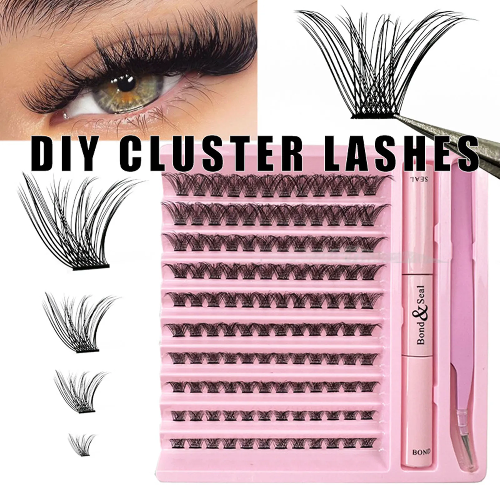 Bond En Seal Lash Kit Diy Clusters Lash Extensions Dramatische Pluizige Wimpers Lijm Pincet Wimpers Set Cosplay Make-Up