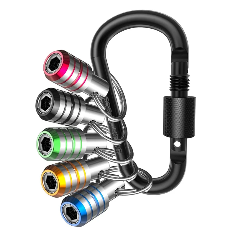 Portachiavi con supporto per Bit, 5 pezzi 1/4 portachiavi con punta per trapano a percussione con gambo esagonale adattatore per vite da trapano con supporto di connessione rapida
