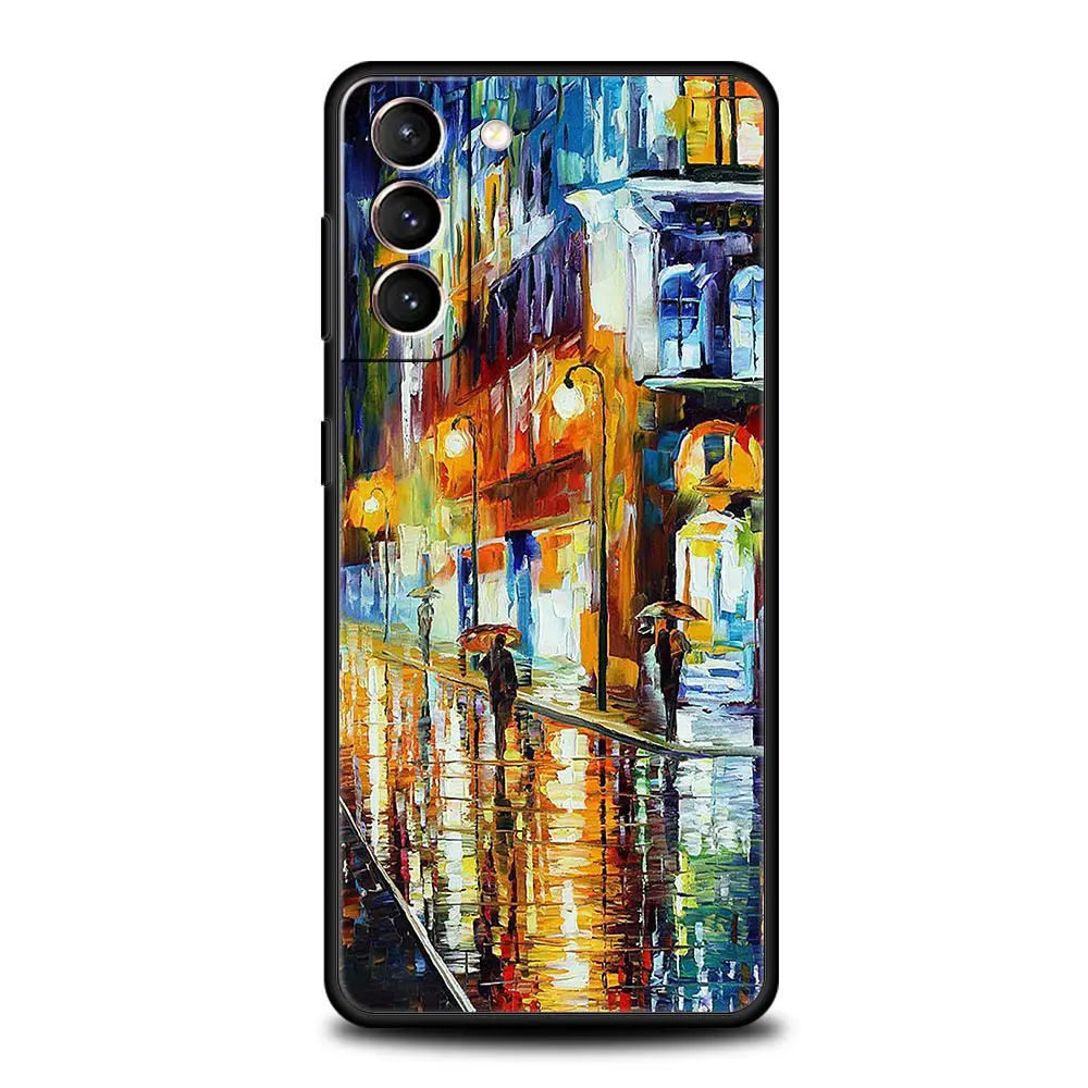 Van Gogh obraz olejny etui na telefon Samsung Galaxy S23 S22 S21 Ultra S20 FE 5G S10 S9 S24 Plus S10E etui z czarnego silikonu