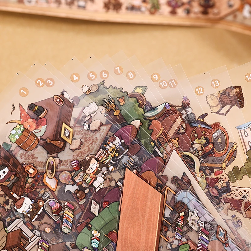 بطاقة عاشق 16 قطعة [سلسلة أليس فانتسي] ملصقات المناظر الطبيعية ماجيك وورلد التمرير نمط لطيف الحيوان سجل القصاصات مجلة القرطاسية