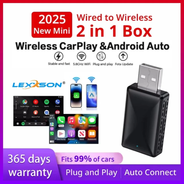 Bezprzewodowy adapter Carplay Android Auto 2w 1 Smart Dongle 2025 5G WIFI do iphone'a Telefon z systemem Android do Volvo Benz Mg Kia Chery VW