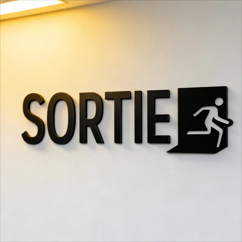 Acrylic 3D Exit Arrow Sign Self-Adhesive Wall Decal Restaurant Hotel Party Decor Glow in The Dark Hanging Plaque Ornament