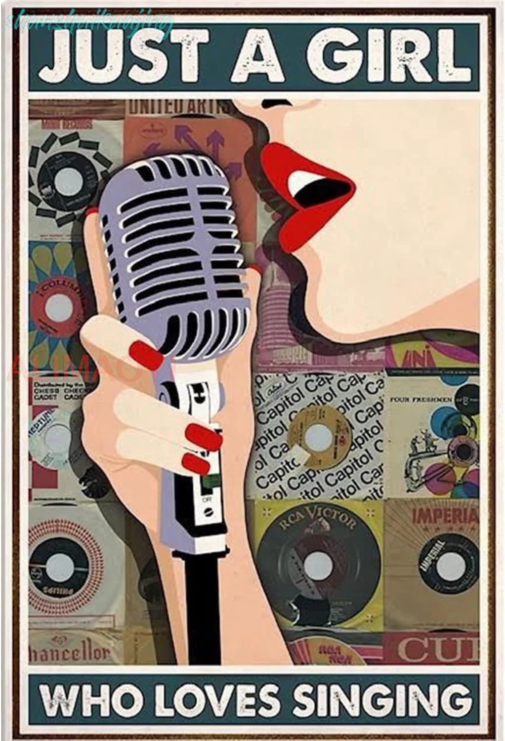 Retro Metal Tin Sign Just A Girl Who Loves Singing Poster Vintage Metal Plaque Wall Decor Gift For Bathroom Restaurant sign