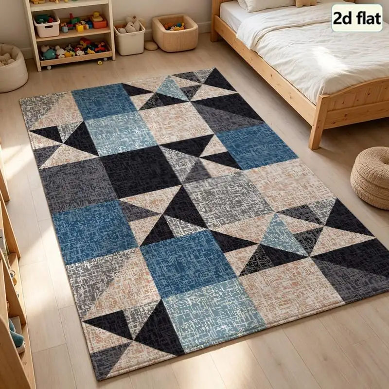 1 Piece Geometric Patchwork Carpet, Soft Comfortable, All Season, Light Easy To Care, For Living Room, Bedroom, Hallway, Home Decor, Room Decor, Autumn Winter