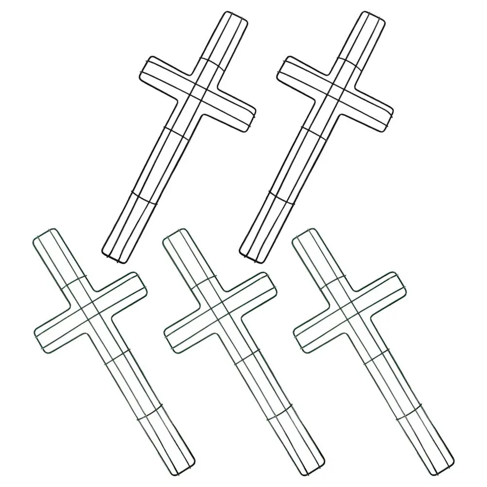 

5Pcs Cross Shaped Metal Wreath Frame Form for DIY Floral Wreath Making Easter Christmas Halloween Religious Church Wall Decor