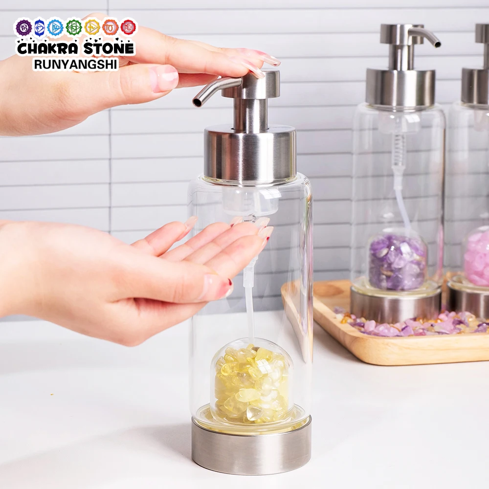 

Диспенсер для жидкого мыла из натурального кристалла, аметистовый диспенсер для жидкого мыла в ванную комнату, кухню, аксессуары в бутылке