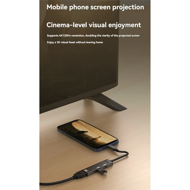 L52A-Type-C HUB Docking Station Type-C To -Compatible Converter(4K/120Hz) PD100W USB-A Port For HDTV USB-C Splitter For PC