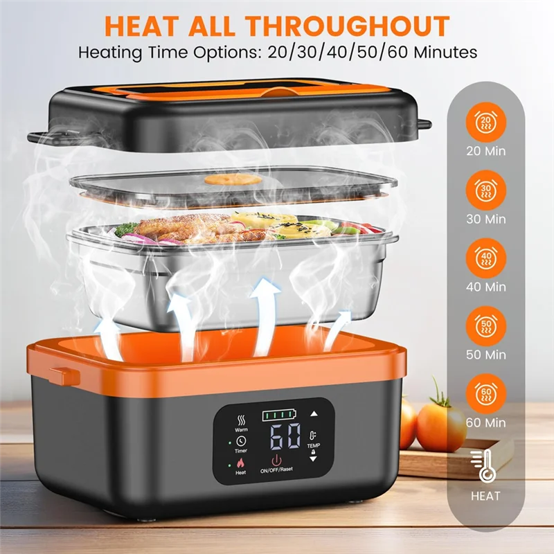 

SANQ Self-Heating Cordless Electric Lunch Box Food Warmer Rechargeable 16000Mah Battery,For Office Travel Car For Work