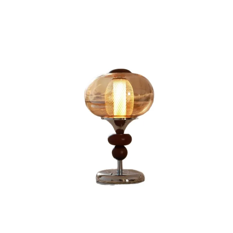 

Medieval solid wood court desk lamp rechargeable touch switch study bedroom bedside lamp decorative