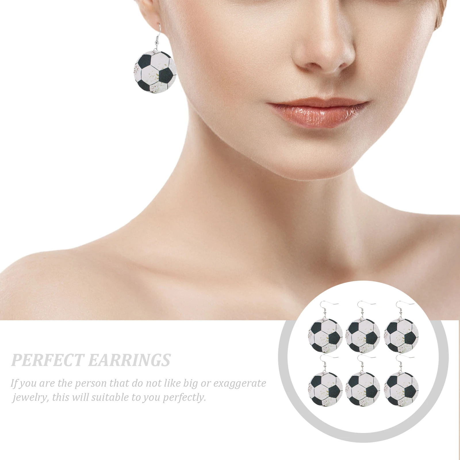 

3 Pairs Football Earrings Sports Game Theme Women Dangle for Style Fashion Miss