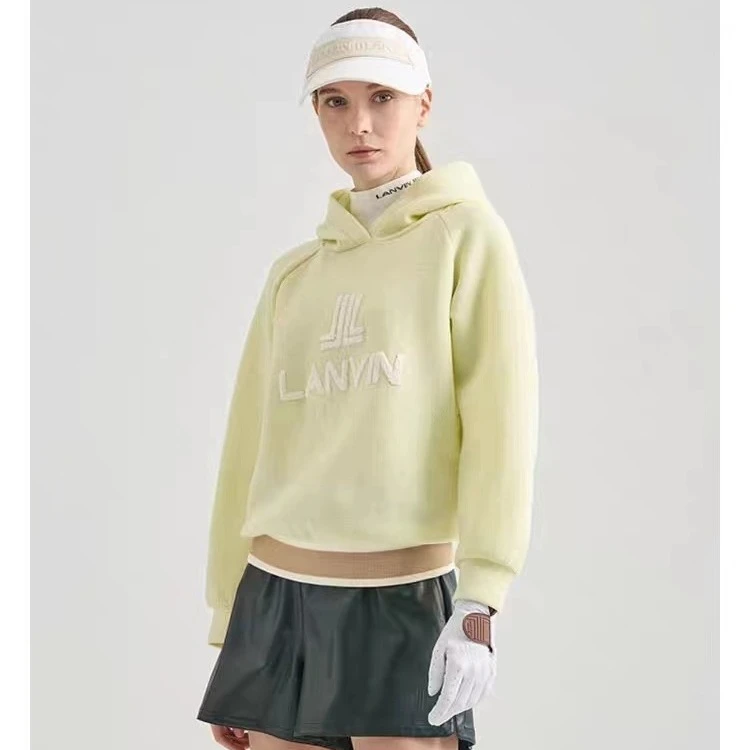 

Женская одежда для гольфа, толстовка с капюшоном - осень/зима, утепленный теплый повседневный спортивный желтый топ в корейском стиле