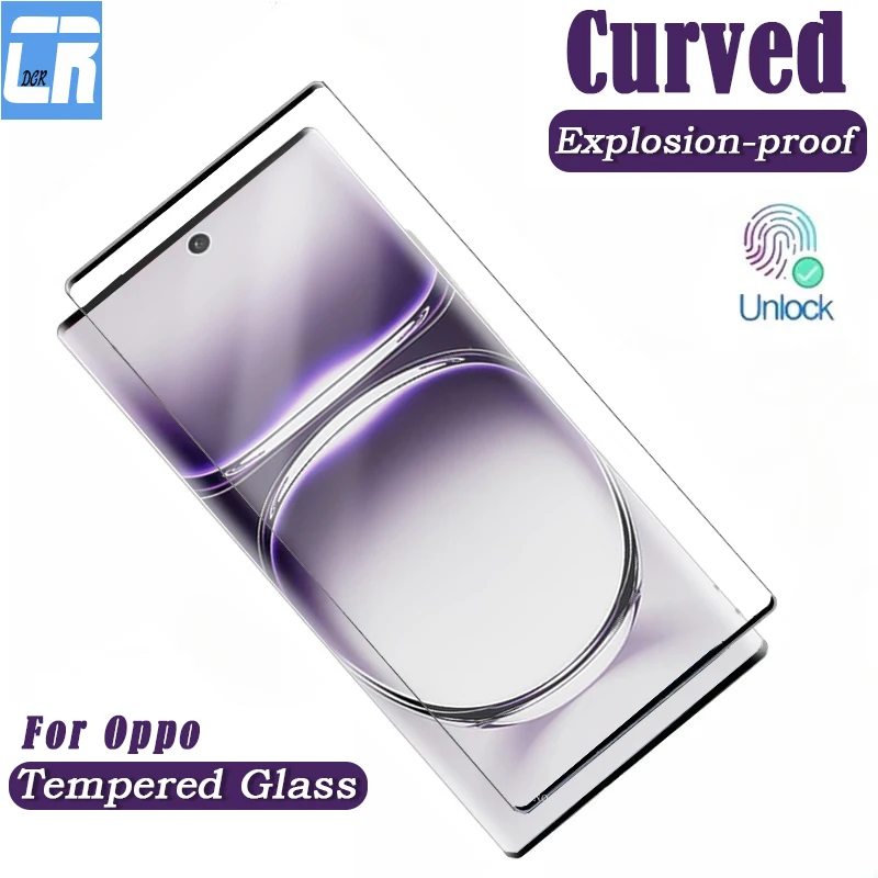 

3D Curved Fingerprint Unlock Full Glue Tempered Glass For Oppo Reno 12 11 10 9 A1 A2 F27 Pro Plus 8T 5G Screen Protectors