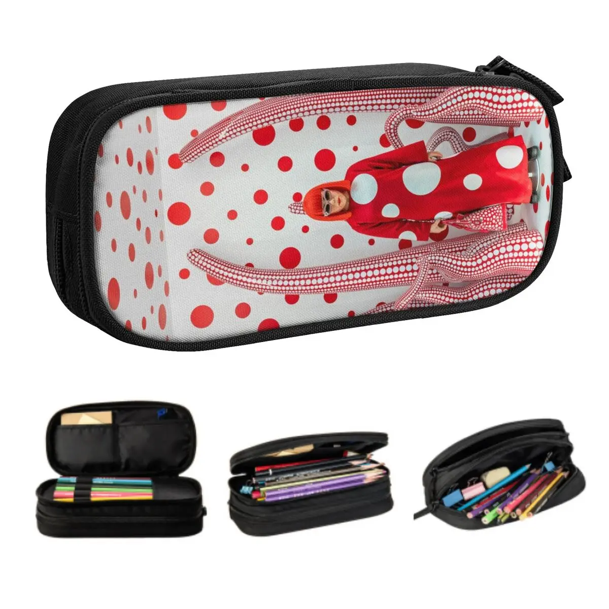 

Пенал Kawaii Yayoi Kusama на заказ для девочек и мальчиков, абстрактное искусство, большая сумка для ручек, коробка, школьные аксессуары