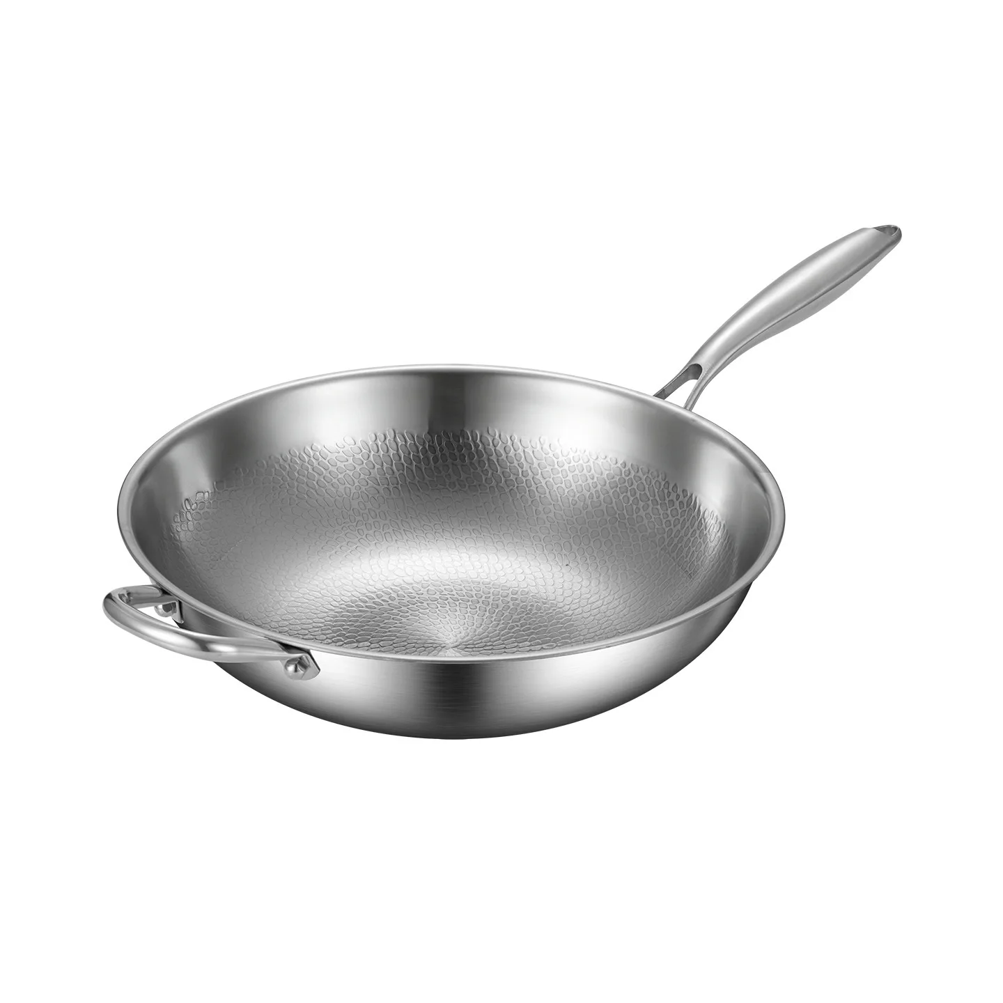 

DSA pure titanium wok uncoated non-stick titanium wok fish scale hammer pattern flat bottom titanium wok household induction