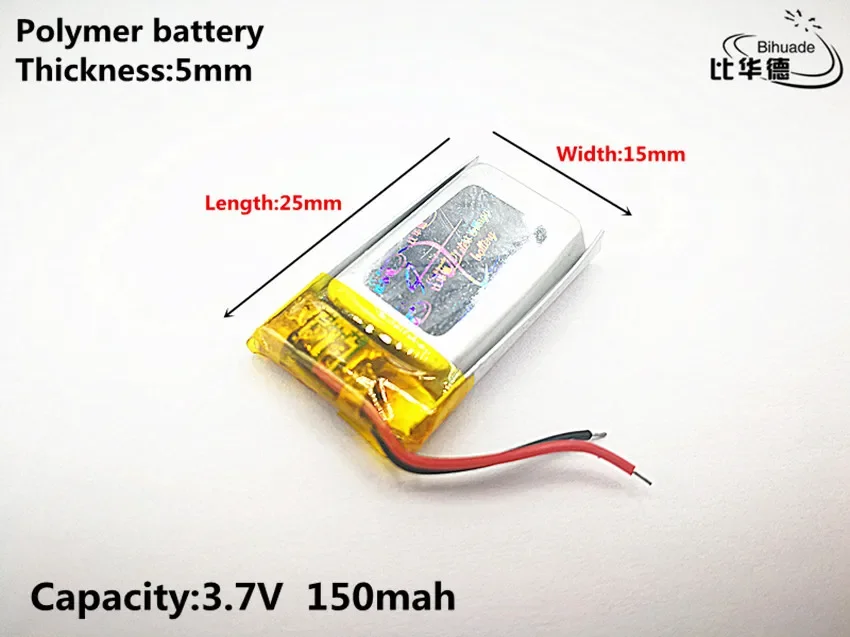 5 шт. литровый аккумулятор хорошего качества 3,7 В, 150 мАч, 501525   Полимерный литий-ионный/литий-ионный аккумулятор для игрушек, POWER BANK, GPS, mp3, mp4