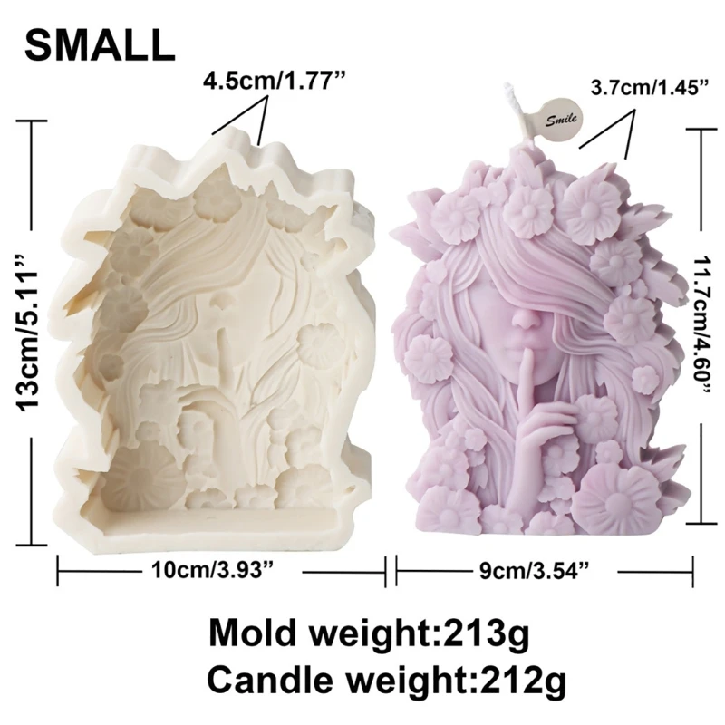 Unique Floral Girl Shaped Making Silicone Mold for DIY Crafts Enthusiasts 97QE