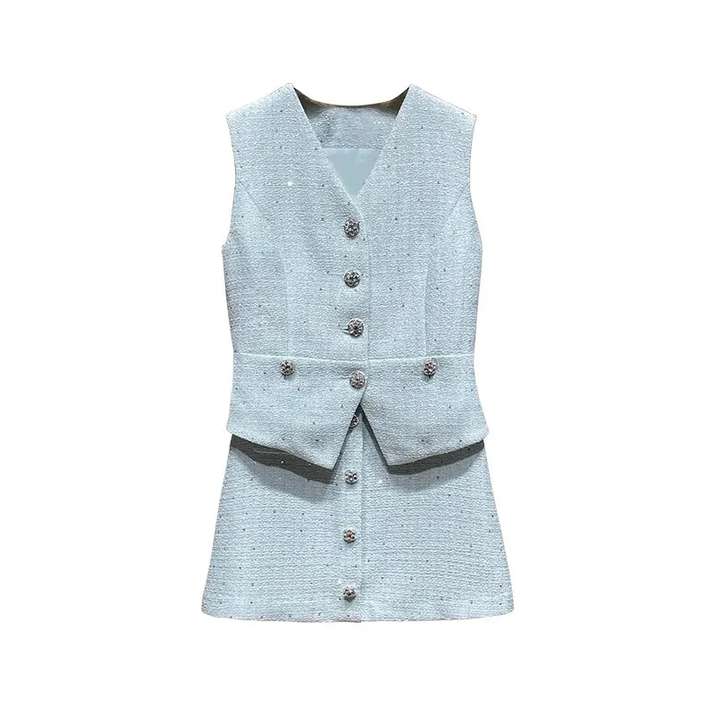 

High End Temperament Small Fragrance Style Set For Women's 2025 Summer New Commuting Vest High Waisted Short Skirt Two-piece