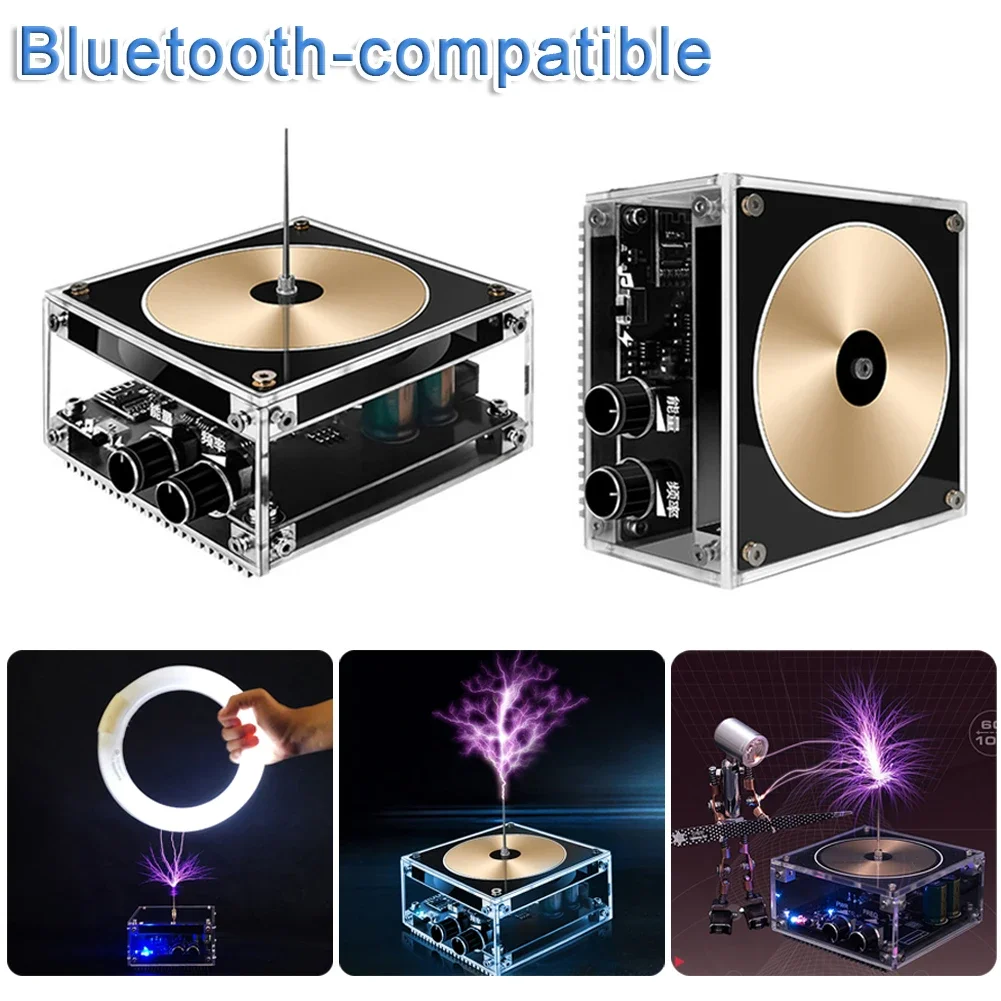 Bluetooth-compatible Music Tesla Coil AC110-240V Flat-panel Bluetooth Music Tesla Coil High Frequency Pulse Test Apparatus