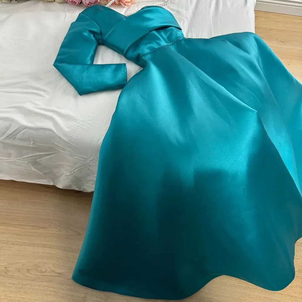 Customized Fashion Satin One Shoulder Evening Dress Temperament V-Neck Long Sleeves Special Occasion Gowns Saudi Arabia 2025