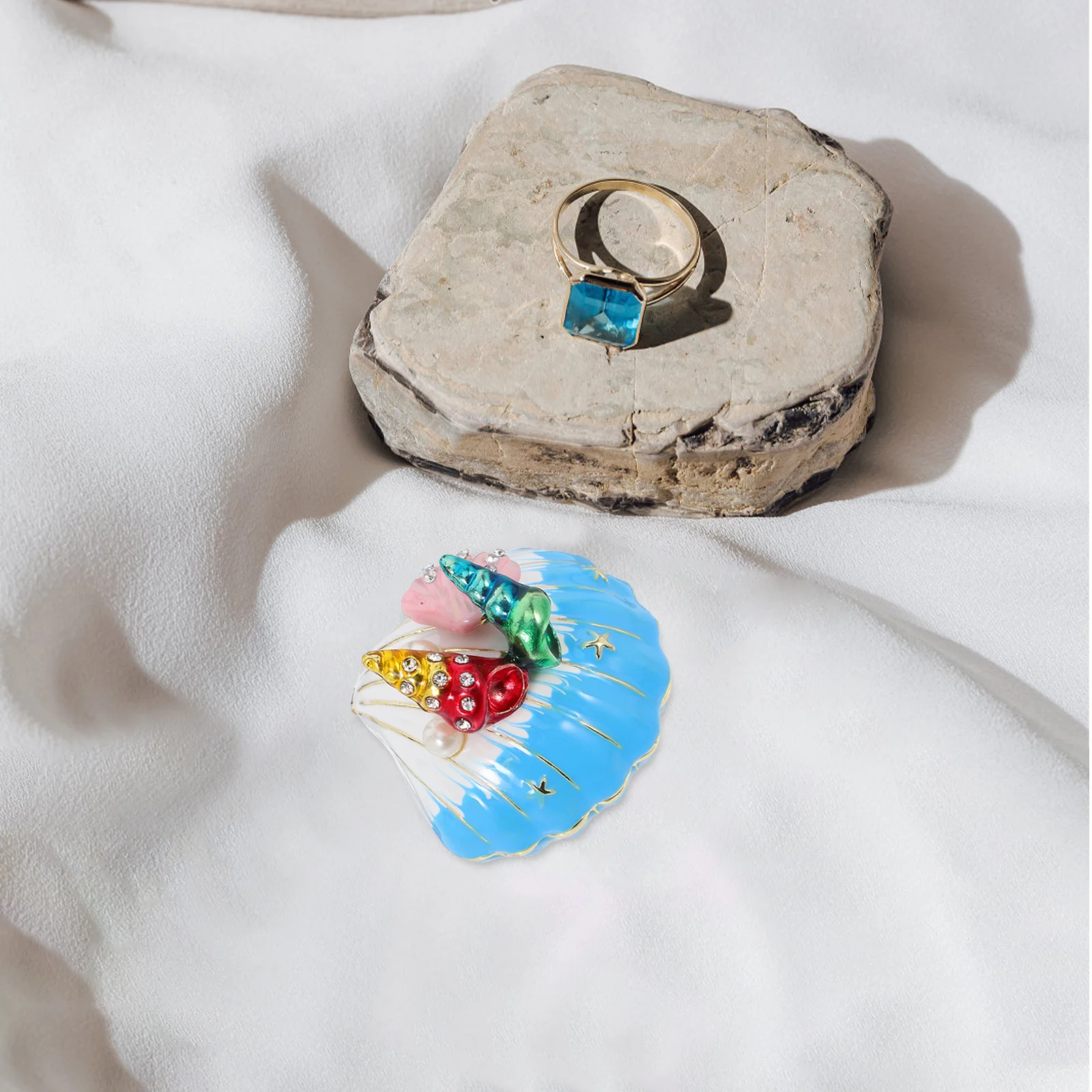 

Seashell Jewelry Box Enamel Hinged Trinket Storage Coastal Decor Mermaid Ring Holder Clam Shell Keepsake Dish Party Favor Gift