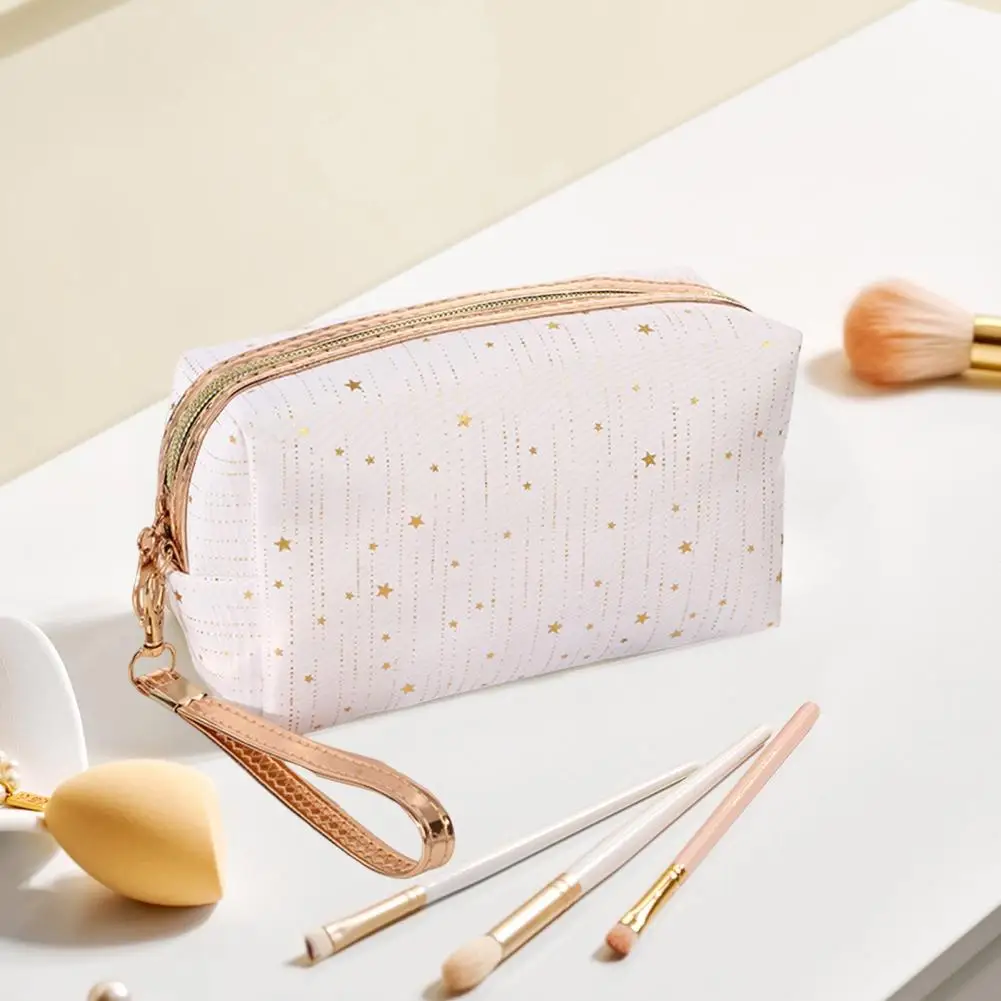 Golden Star Design Toiletry Bag Golden Stars Pattern Waterproof Toiletry Bag Star Makeup Cosmetic Bag Set for Travel Use