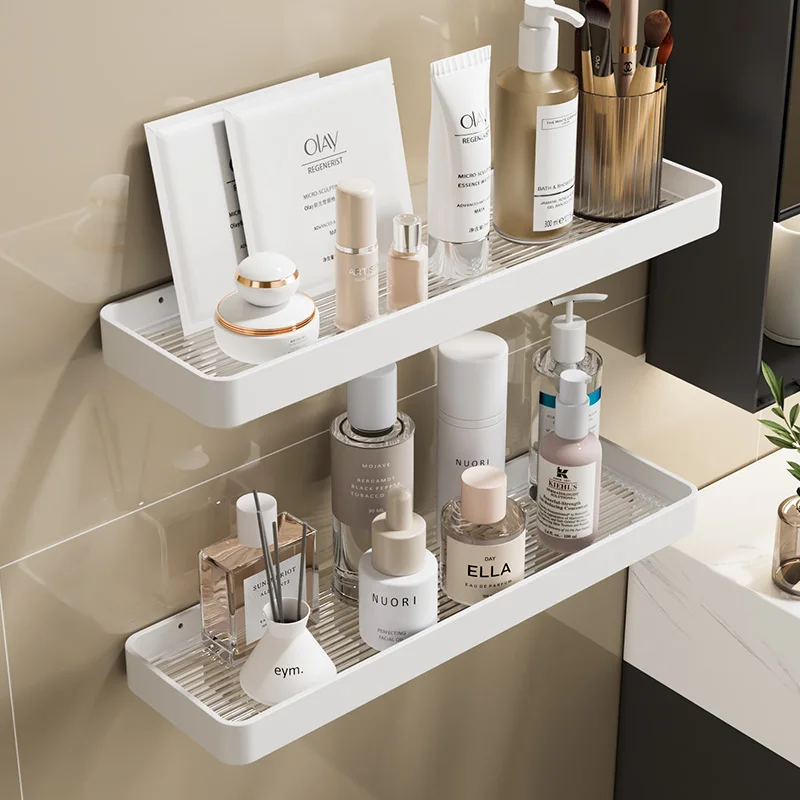 Bathroom Shelves Wall Mounted Space Aluminum Makeup Storage Organizer Shampoo Rack Acrylic Shower Shelf FR2005